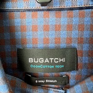 Bugatchi Blue and Brown Plaid Shirt